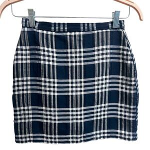 ZARA Women’s Navy Plaid Straight Mini Skirt - size XS